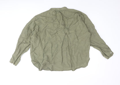 Womens UK Size L Zara Green Basic Blouse