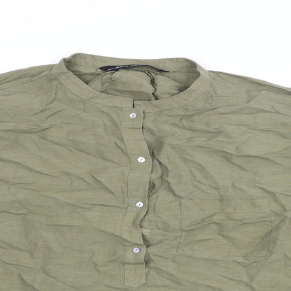 Womens UK Size L Zara Green Basic Blouse