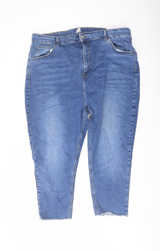 Topshop Womens Blue Cotton Cropped Jeans Size 36 in L21 in Regular Button