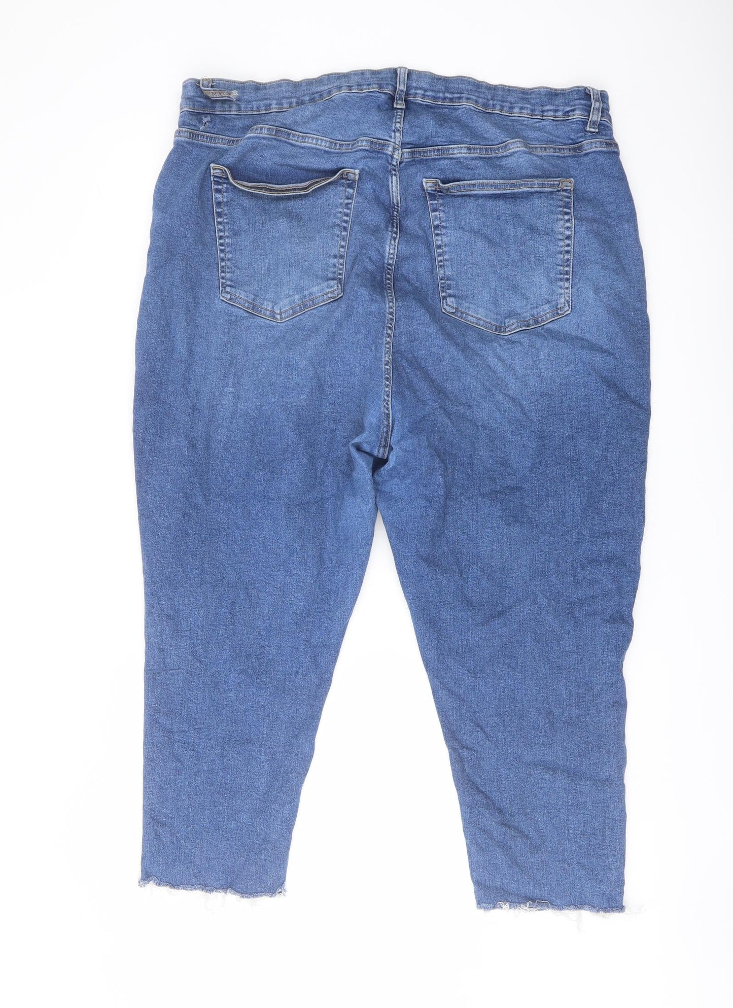 Topshop Womens Blue Cotton Cropped Jeans Size 36 in L21 in Regular Button