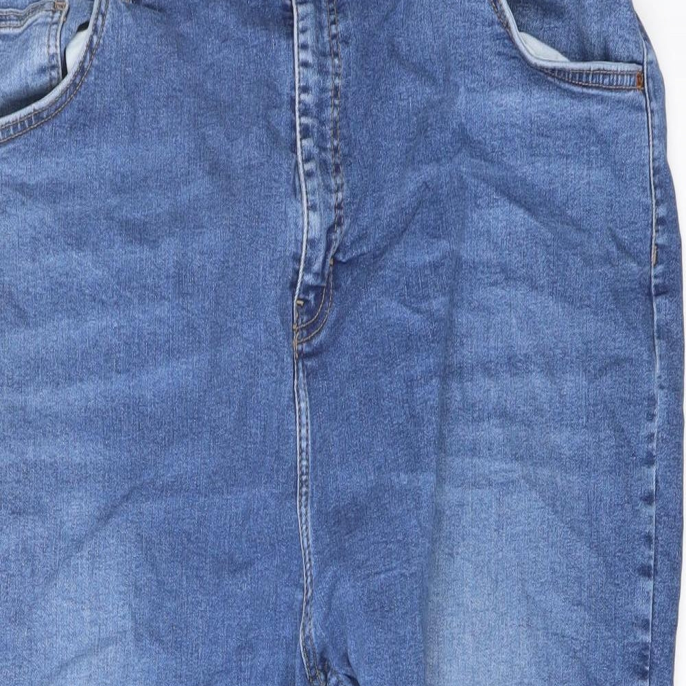 Topshop Womens Blue Cotton Cropped Jeans Size 36 in L21 in Regular Button