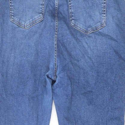 Topshop Womens Blue Cotton Cropped Jeans Size 36 in L21 in Regular Button