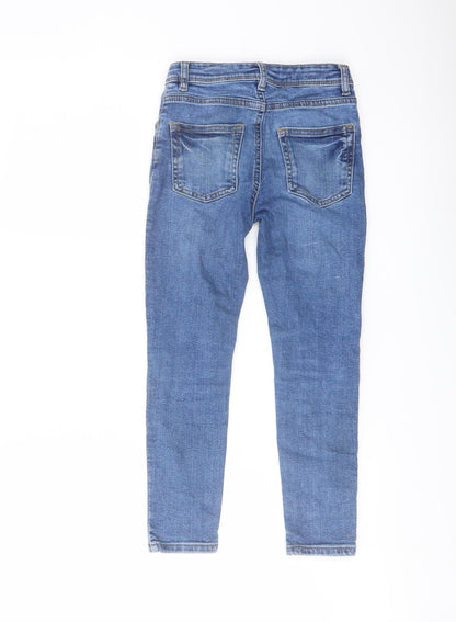 Denim & Co. Girls Blue Polyester Skinny Jeans Size 6-7 Years Regular Button