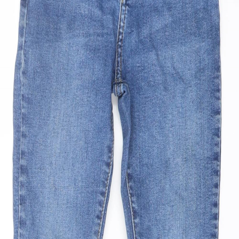 Denim & Co. Girls Blue Polyester Skinny Jeans Size 6-7 Years Regular Button