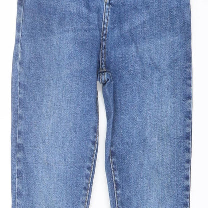 Denim & Co. Girls Blue Polyester Skinny Jeans Size 6-7 Years Regular Button