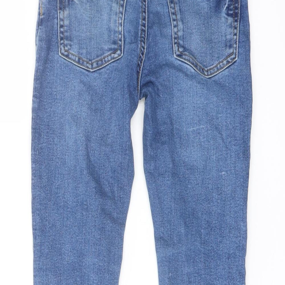 Denim & Co. Girls Blue Polyester Skinny Jeans Size 6-7 Years Regular Button
