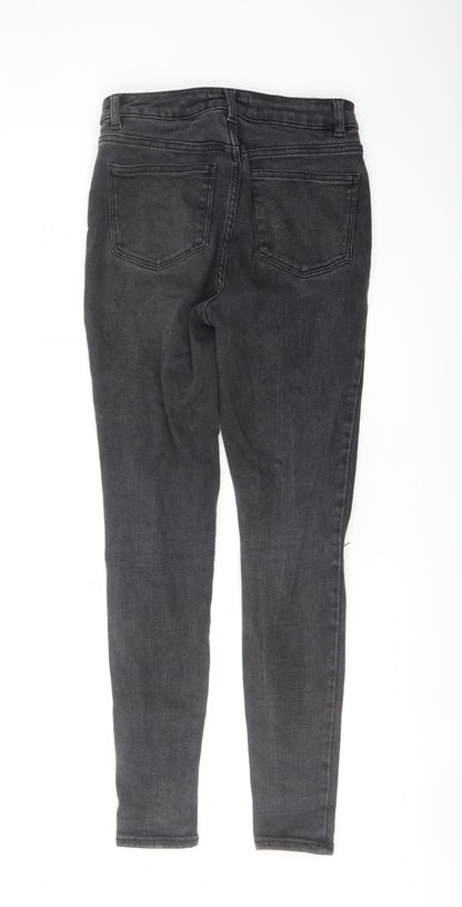 New Look Womens Grey Cotton Skinny Jeans Size 12 L28 in Regular Button