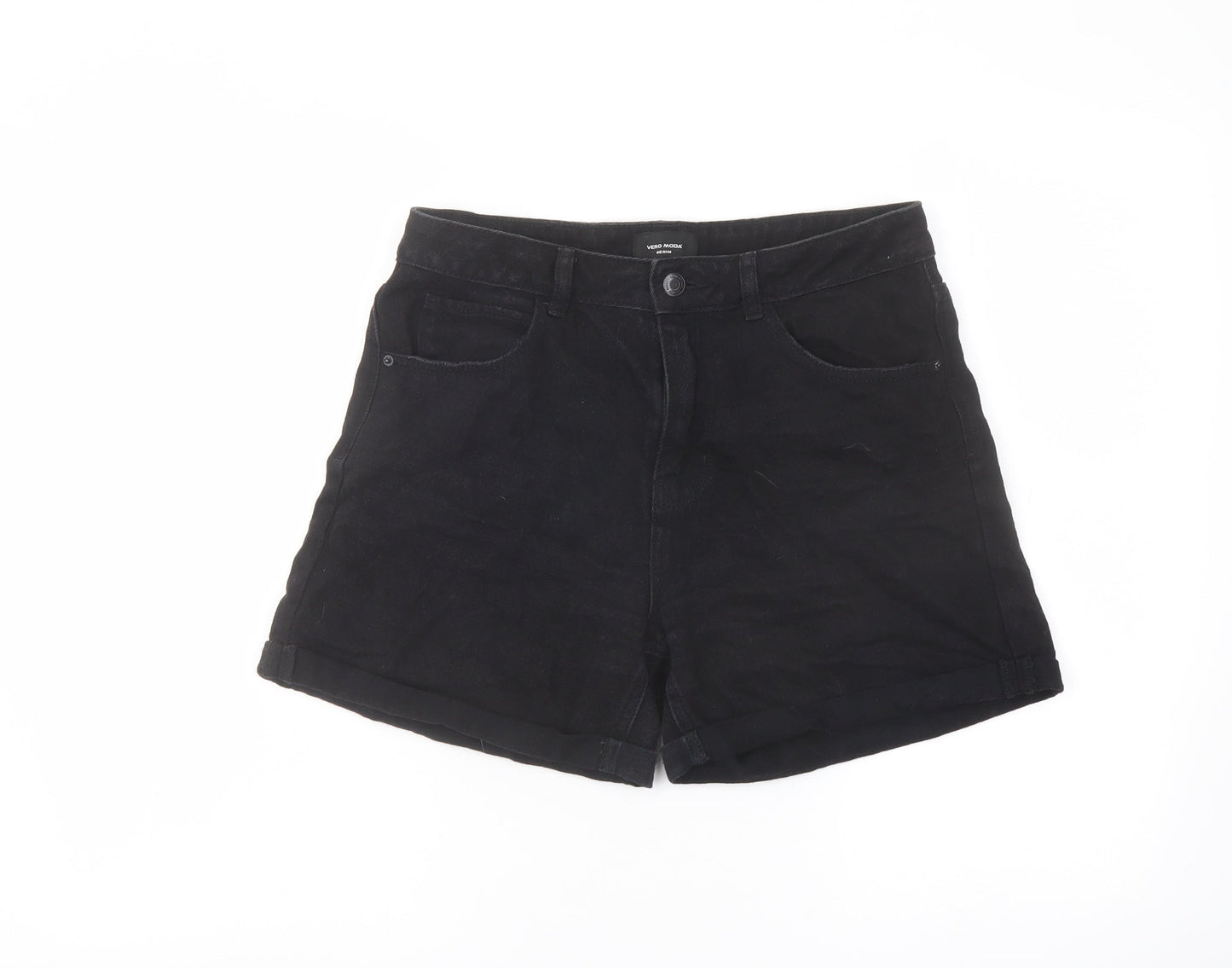 VERO MODA Womens Black Cotton Hot Pants Shorts Size M L5 in Regular Button