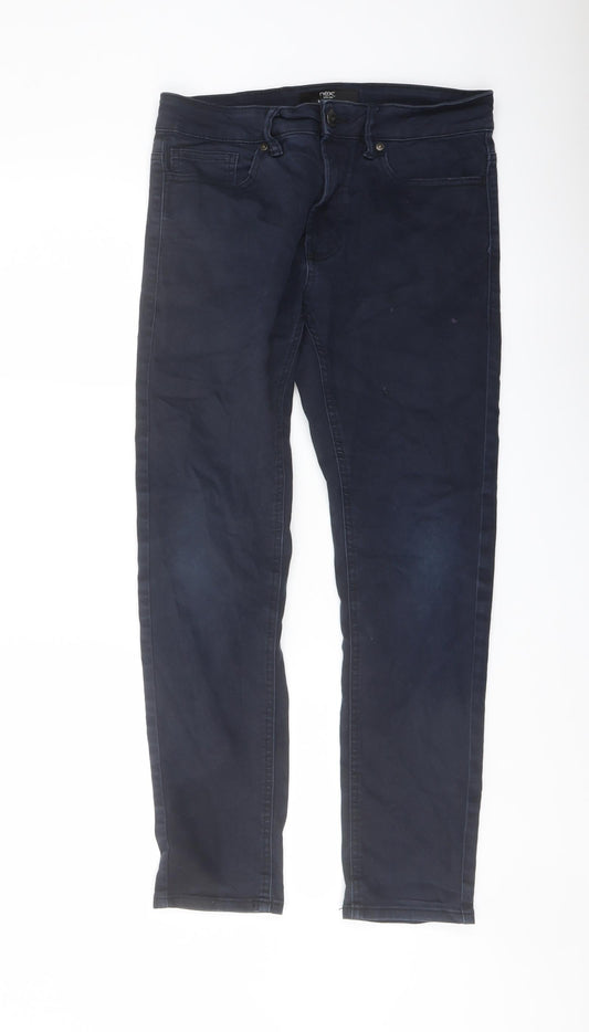 ext Mens Blue Cotton Skinny Jeans Size 32 in L28 in Regular Button