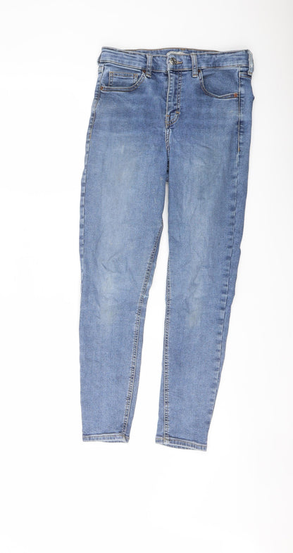 Topshop Womens Blue Cotton Skinny Jeans Size 24 in L25 in Regular Button