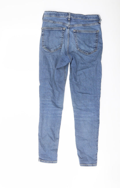 Topshop Womens Blue Cotton Skinny Jeans Size 24 in L25 in Regular Button