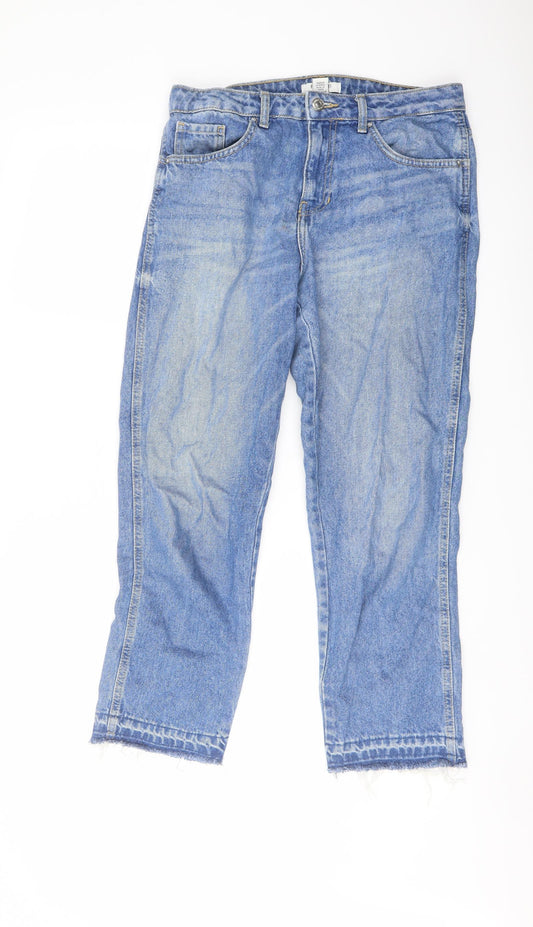 FOREVER 21 Womens Blue Cotton Straight Jeans Size 28 in L25 in Regular Button