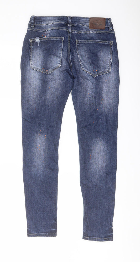 Kings Will Denim Mens Blue Cotton Skinny Jeans Size 28 in L29 in Regular Button