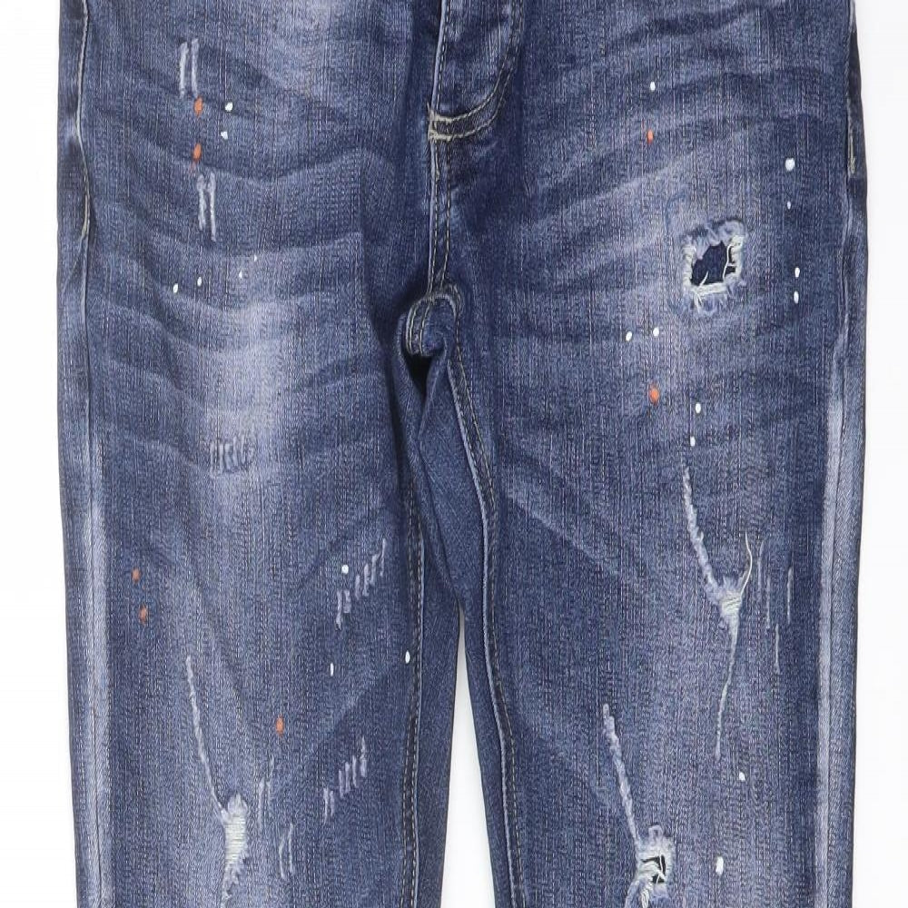 Kings Will Denim Mens Blue Cotton Skinny Jeans Size 28 in L29 in Regular Button