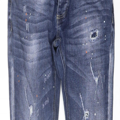 Kings Will Denim Mens Blue Cotton Skinny Jeans Size 28 in L29 in Regular Button