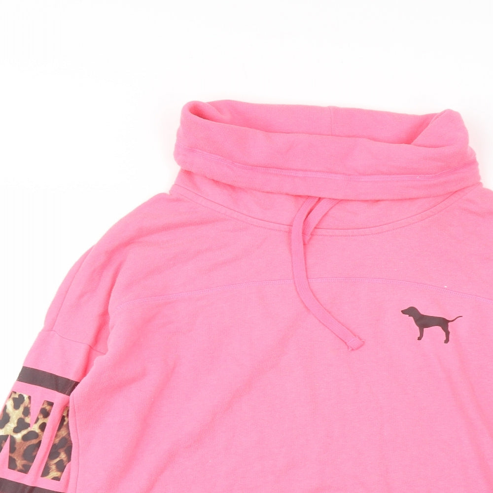 PINK Womens Pink Spotted Polyester Pullover Sweatshirt Size S Pullover