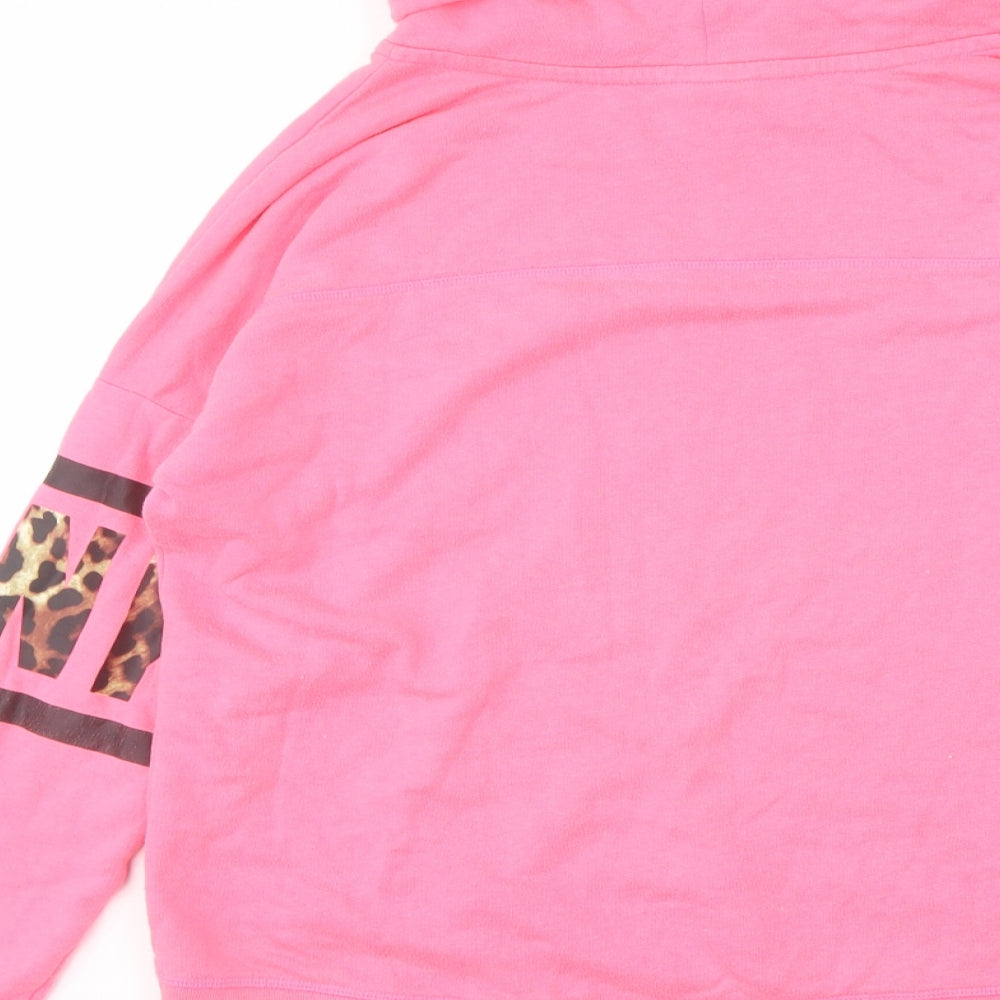 PINK Womens Pink Spotted Polyester Pullover Sweatshirt Size S Pullover