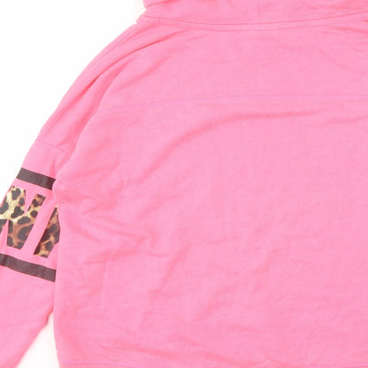 PINK Womens Pink Spotted Polyester Pullover Sweatshirt Size S Pullover