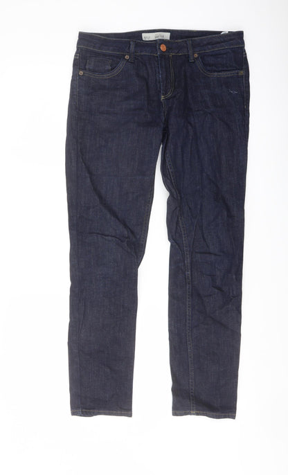 Topshop Womens Blue Cotton Straight Jeans Size 30 in L30 in Regular Button