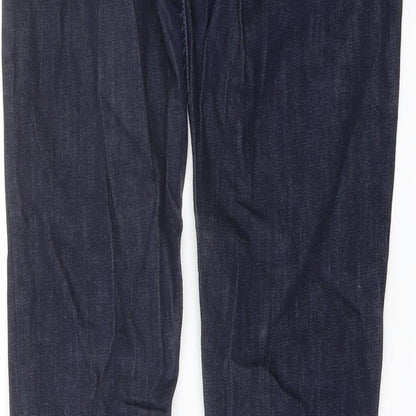 Topshop Womens Blue Cotton Straight Jeans Size 30 in L30 in Regular Button