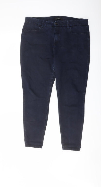 Autograph Womens Blue Cotton Mom Jeans Size 34 in L25 in Regular Button