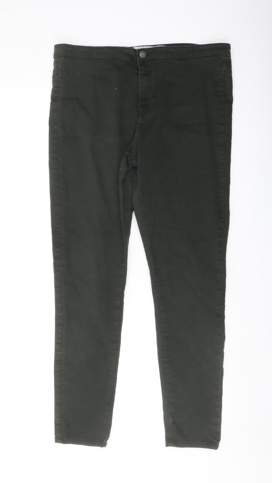 Denim & Co. Womens Green Cotton Jegging Jeans Size 16 L29 in Regular Button