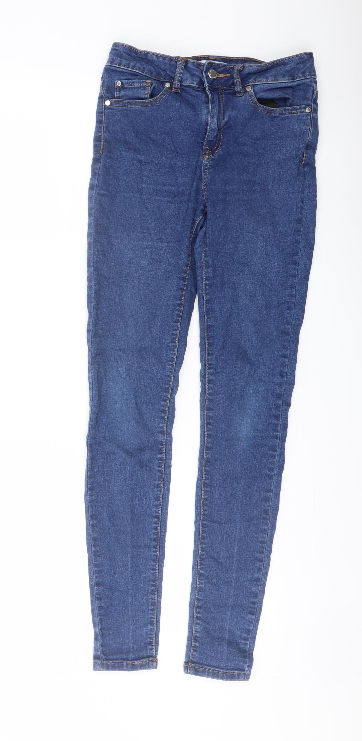 Denim & Co. Womens Blue Cotton Skinny Jeans Size 8 L27 in Regular Button