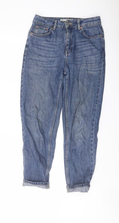 Topshop Womens Blue Cotton Mom Jeans Size 26 in L30 in Regular Button