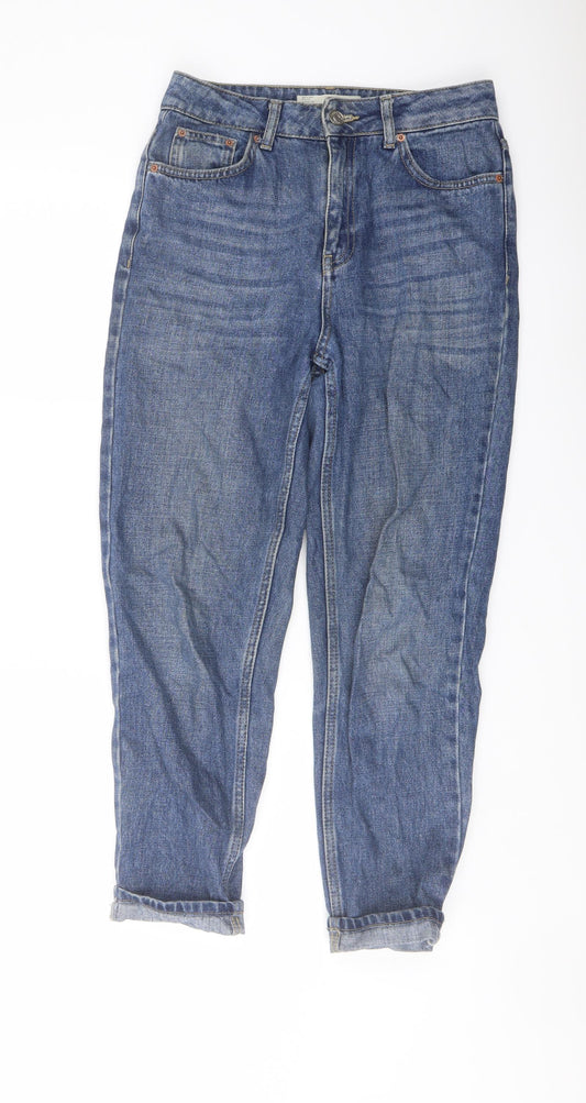 Topshop Womens Blue Cotton Mom Jeans Size 26 in L30 in Regular Button