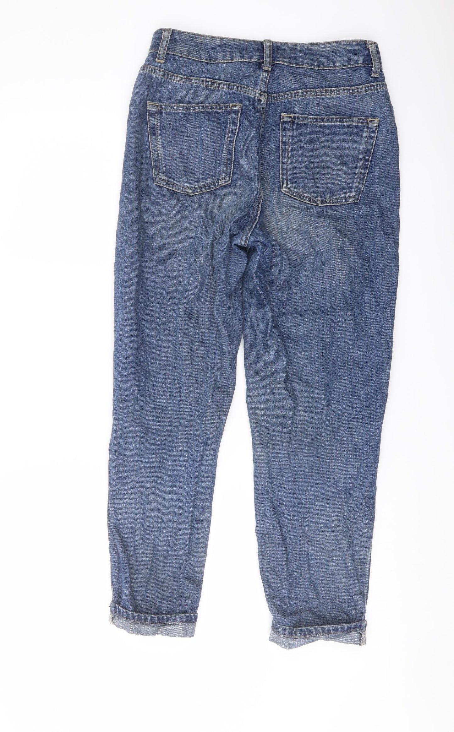 Topshop Womens Blue Cotton Mom Jeans Size 26 in L30 in Regular Button