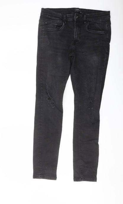 Mens UK Size 30 in RESERVED Regular Fit Straight Black Jeans