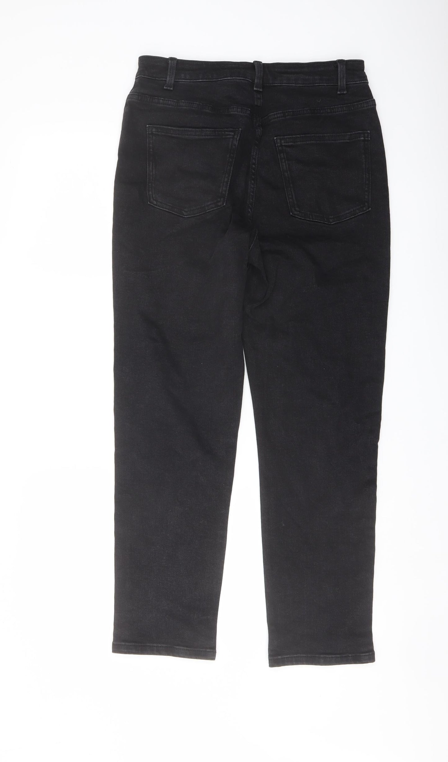 Denim & Co. Womens Black Cotton Mom Jeans Size 12 L27 in Regular Button