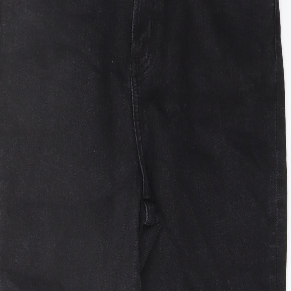 Denim & Co. Womens Black Cotton Mom Jeans Size 12 L27 in Regular Button