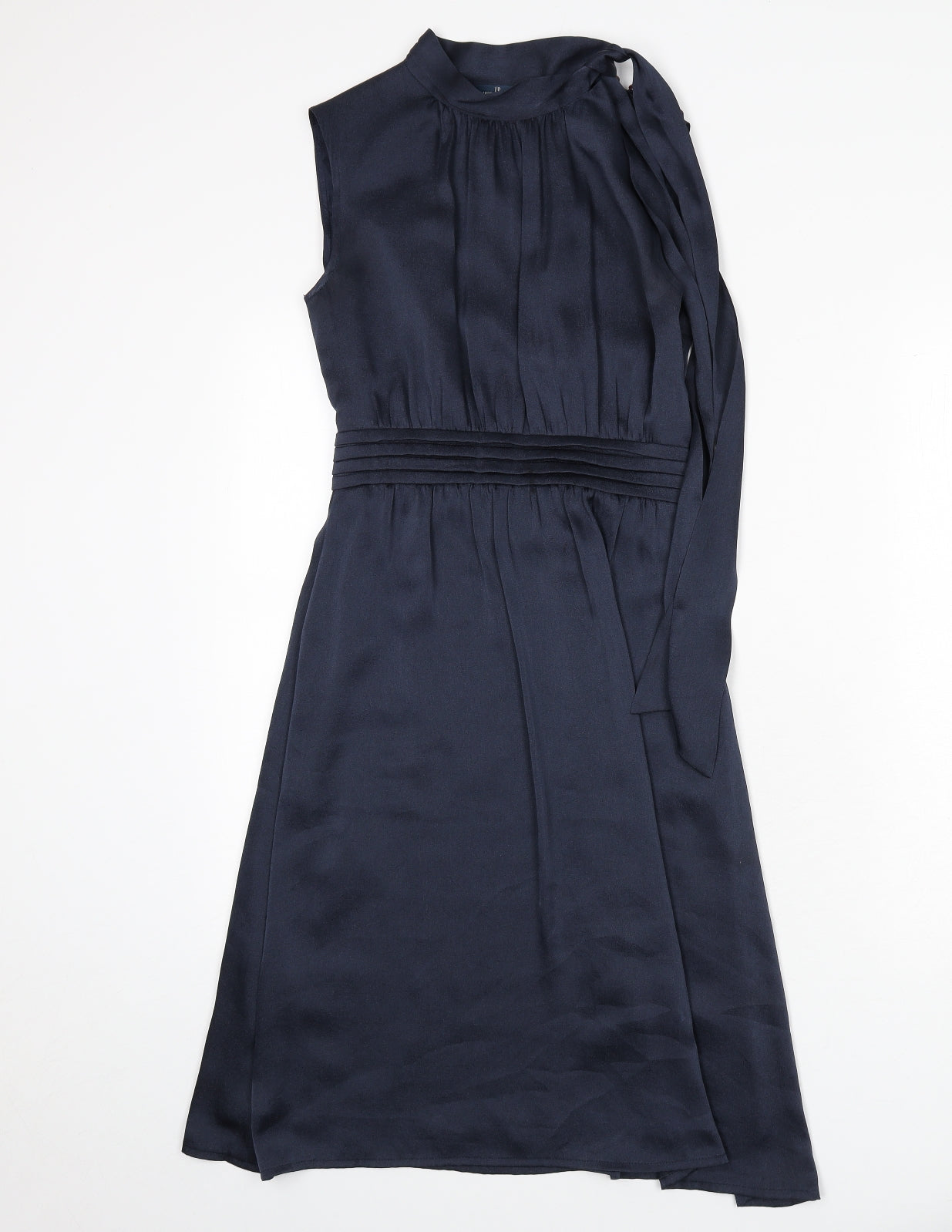 Just Miss Womens Blue Polyester A-Line Size 10 Mock Neck Button - Tie Detail
