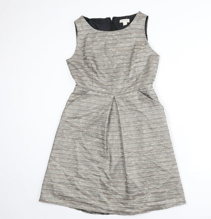 Monsoon Womens Multicoloured Striped Acrylic A-Line Size 12 Boat Neck Zip