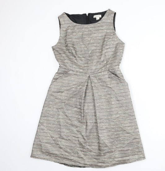 Monsoon Womens Multicoloured Striped Acrylic A-Line Size 12 Boat Neck Zip