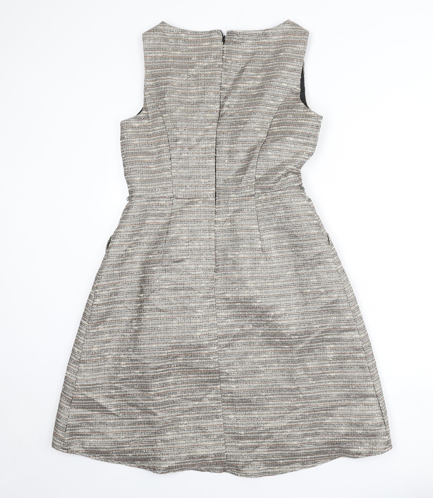 Monsoon Womens Multicoloured Striped Acrylic A-Line Size 12 Boat Neck Zip