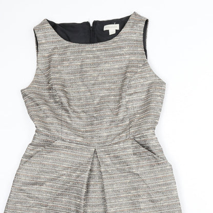 Monsoon Womens Multicoloured Striped Acrylic A-Line Size 12 Boat Neck Zip