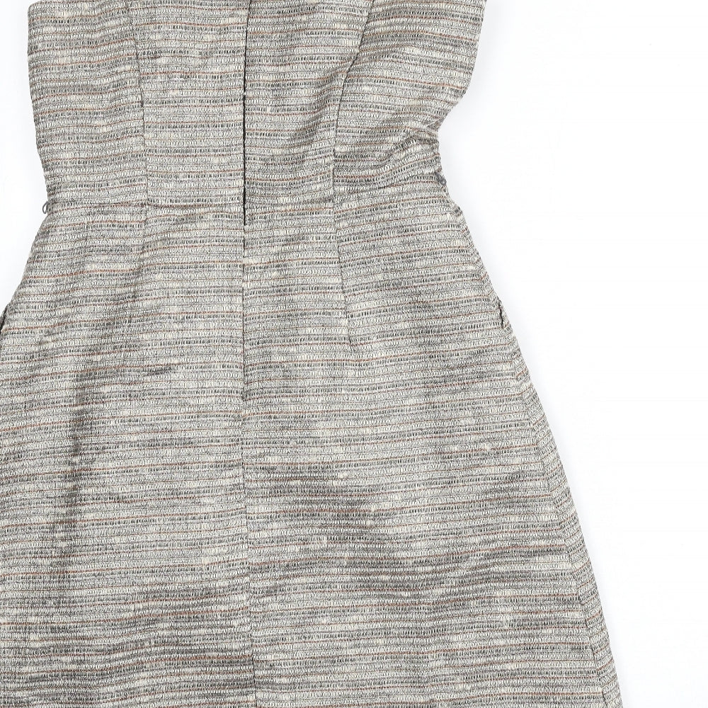 Monsoon Womens Multicoloured Striped Acrylic A-Line Size 12 Boat Neck Zip