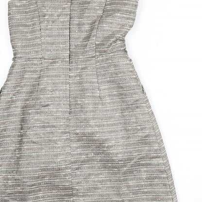 Monsoon Womens Multicoloured Striped Acrylic A-Line Size 12 Boat Neck Zip