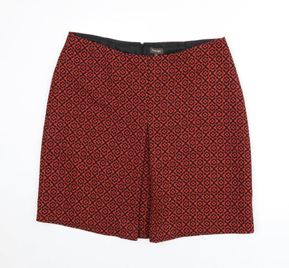 Phase Eight Womens Orange Geometric Polyester A-Line Skirt Size 18 Zip