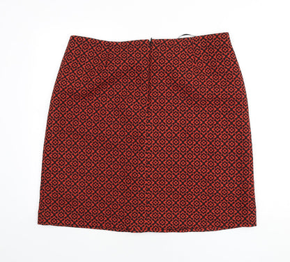 Phase Eight Womens Orange Geometric Polyester A-Line Skirt Size 18 Zip