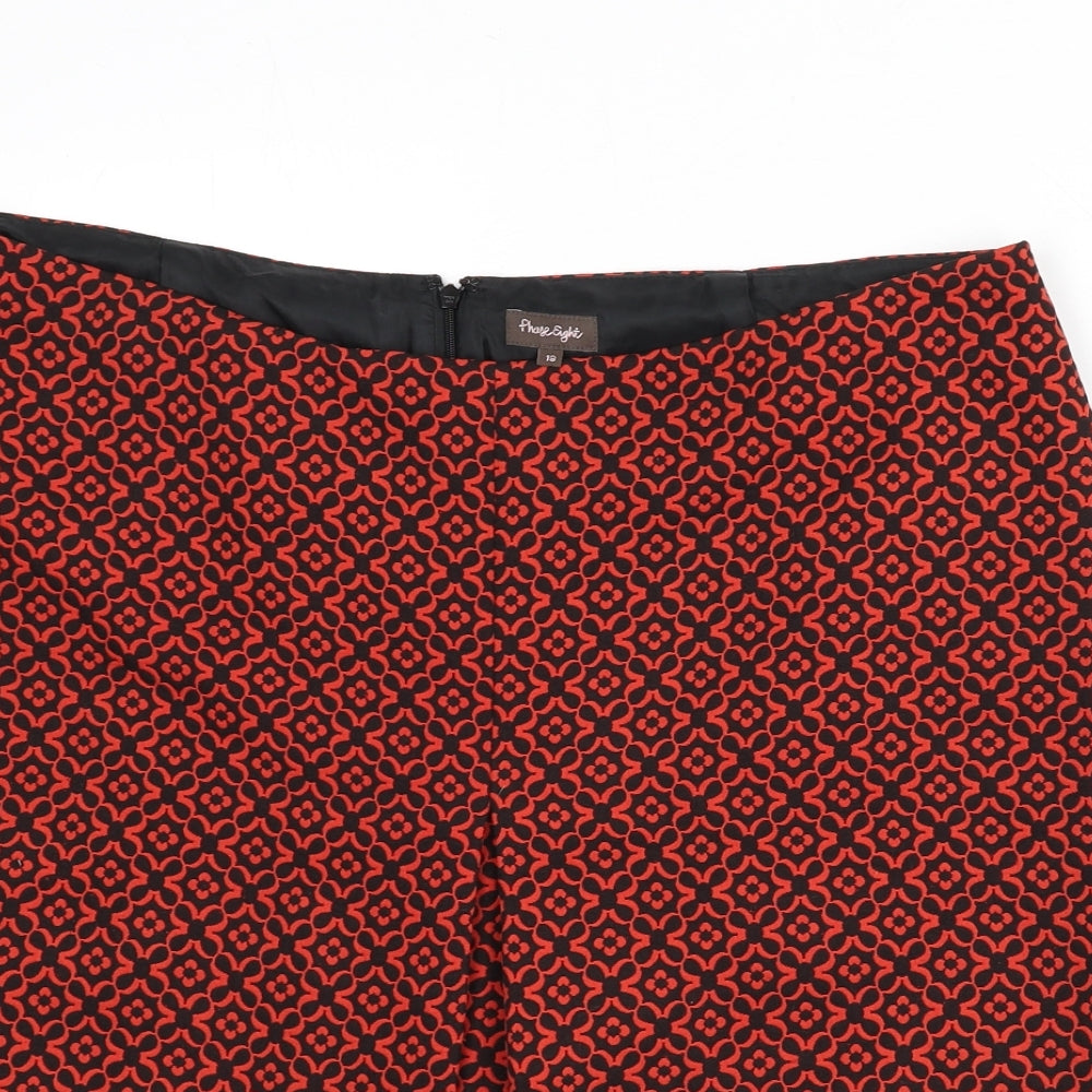 Phase Eight Womens Orange Geometric Polyester A-Line Skirt Size 18 Zip