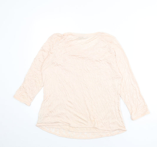 Autograph Womens Pink Floral Viscose Basic T-Shirt Size 14 Round Neck - Lace Overlay