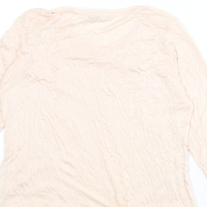 Autograph Womens Pink Floral Viscose Basic T-Shirt Size 14 Round Neck - Lace Overlay