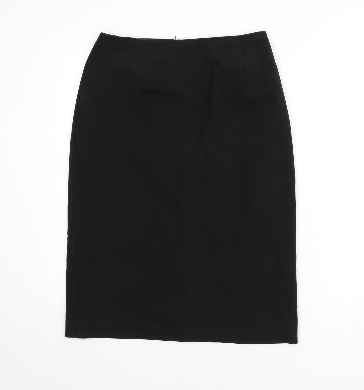 BHS Womens Black Polyester Straight & Pencil Skirt Size 12 Zip - Slit