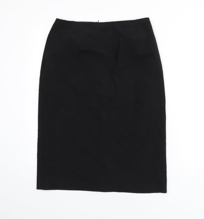 BHS Womens Black Polyester Straight & Pencil Skirt Size 12 Zip - Slit