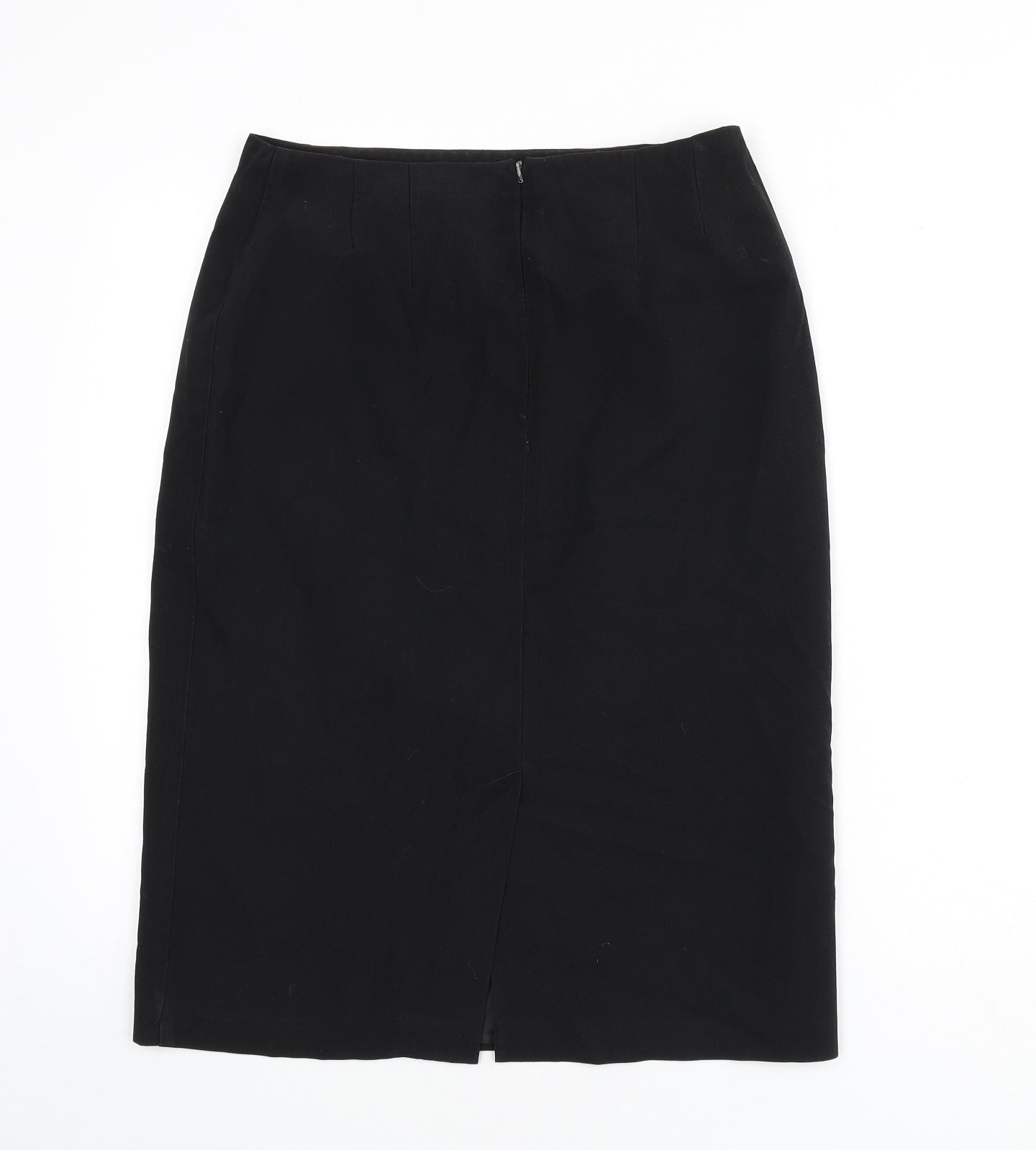 BHS Womens Black Polyester Straight & Pencil Skirt Size 12 Zip - Slit