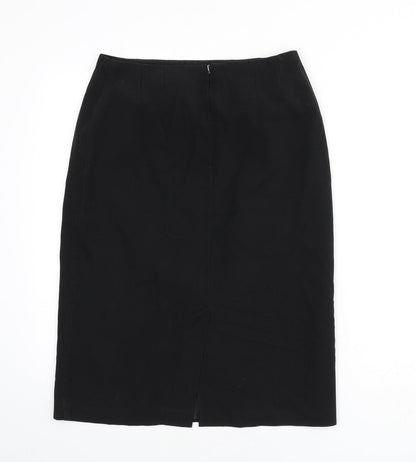 BHS Womens Black Polyester Straight & Pencil Skirt Size 12 Zip - Slit