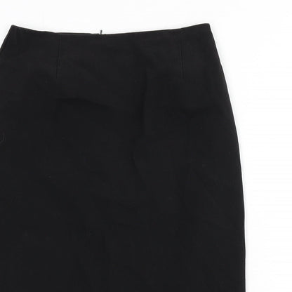 BHS Womens Black Polyester Straight & Pencil Skirt Size 12 Zip - Slit